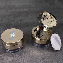 Makeup Organizer Portable Empty Loose Powder Container Refillable Cosmetic Sifter Box With Built In Mirror Travel Compact Makeup Case Ideal Gift For Girls Initial Name Blue 26 Letters Pattern - Gold - View 24
