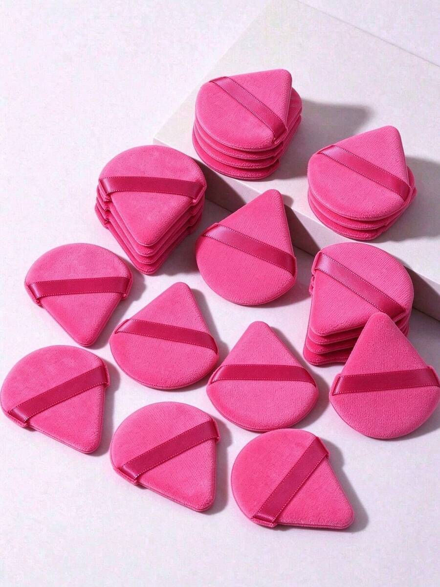 50/40/5/1pc Triangular Makeup Sponge, Reusable Multi-Functional Makeup Tool, Suitable For Liquid Foundation, Primer, BB Cream, Sunscreen, Cushion, Blush, Etc., Perfect Alternative To Makeup Brushes, Hands-Free, Travel And Home Essential - Hot Pink - View 1