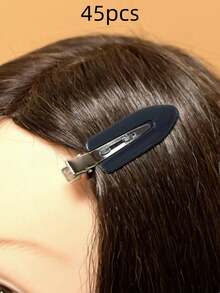 1/10/25/45pcs Black Leaf Shaped Seamless Bangs Hair Clips Plastic Makeup Clips Face Washing Clips Hair Accessories - Black - View 9
