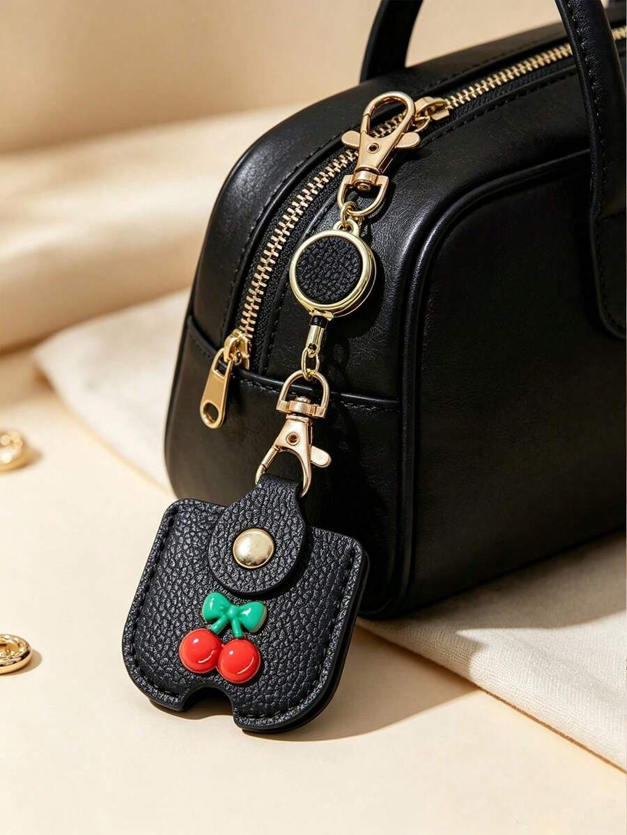 Portable Key Pouch Featuring Cherry Design, Unisex Anti-Loss Key Organizer;Compact, Space-Saving,For Conveniently Storing Household Key - Multicolor - View 1