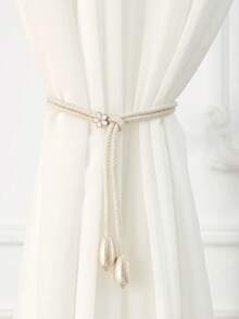 2pcs Elegant Braided Curtain Tieback With Delicate Flower Ornament And Textured Tassel Beads. Soft Rope Design, Easy To Tie And Adjust, Perfect To Decorate Your Living Room, Bedroom Curtains. Available In Multiple Colours To Match Your Home Style. - Multiple Styles - View 1