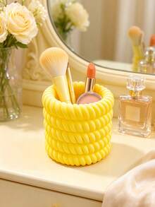Ins Style Twisted Rope Braided Storage Tube, Rounded 3D Spiral Texture, Fresh Texture, Suitable For Makeup Brushes, Eyebrow Pencils, Unique Design, Exquisite Storage Item For Bathroom Vanity - Multicolor - View 4