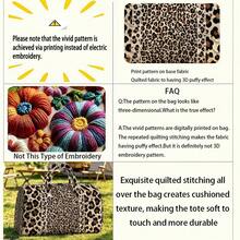 1pc RIDESAY Leopard Print Quilted Tote Bag - Lightweight & Foldable, Suitable For Travel, Gym And Beach Bag, Heat Transfer Quilted Rectangular Luggage Bag, Non-Food Contact, Suitable For Camping Storage, (Leopard Print) Gift, 2D Flat - Multicolor - View 9