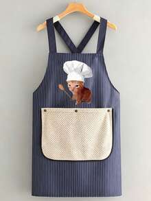 Cute Kitten Apron, Striped Apron, Easy To Wear,Kitchen Apron With Detachable Towels Black Cat Holding Knife With Two Pockets Durable And Easy To Clean, Ideal For Baking, Cooking, Home And Restaurant Use, Holiday Gift, Chef's Essential Apron - Multicolor - View 12
