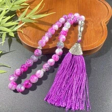 1pc Blue Cracked Pattern Tassel Prayer Beads, Islamic Religious Prayer Bracelet, Middle Eastern Muslim Handheld Beads, Suitable For Home Prayer, Religious Gatherings, Holiday Gifts And Daily Wear (Random Pattern) - Multi-color - View 4