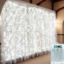 8-Function Battery Powered Fairy String Lights, Curtain Lights, Suitable For Christmas, Halloween, Wedding, Birthday, Party And Home Decor, Holiday Atmosphere Lighting, Holiday Lighting, Halloween String Lights, Indoor And Outdoor - Battery Box Curtain Light - View 2