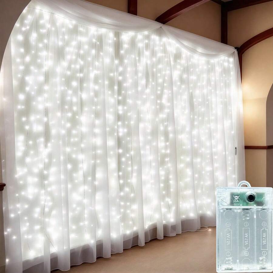 8-Function Battery Powered Fairy String Lights, Curtain Lights, Suitable For Christmas, Halloween, Wedding, Birthday, Party And Home Decor, Holiday Atmosphere Lighting, Holiday Lighting, Halloween String Lights, Indoor And Outdoor