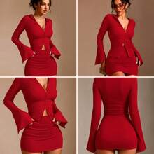 Women Two-Piece Outfits - Red - View 11