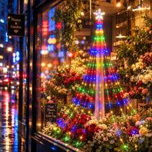 LED Star Waterfall String Lights, USB Powered Fairy Lights, 8 Lighting Modes, Star Curtain Lights, Suitable For Indoor And Outdoor Decoration, Christmas Tree, Wedding, Party, Thanksgiving, New Year And Seasonal Atmosphere Lighting - Multicolor - View 3