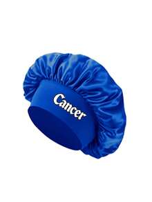 Men 12 Zodiac Signs Satin Hair Bonnet, Horoscope Letter Print Sleep Cap, Wide Elastic Band Silky Night Cap, Soft Satin Headwear For Hair Protection - Blue - View 9