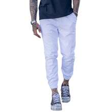 Calça Jogger Masculina Sarja com punho elástico streetwear - Branco - Visão 1