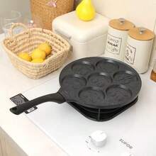 1pc 7-Hole Non-Stick Pancake Pan With Cartoon Pattern Waffle Mold - Aluminum Alloy, (Gas Stove And Open Flame Only) Perfect For Making Soft Pancakes, Waffles And Small Cakes In The Kitchen, Essential Kitchen Tool For Home - View 2
