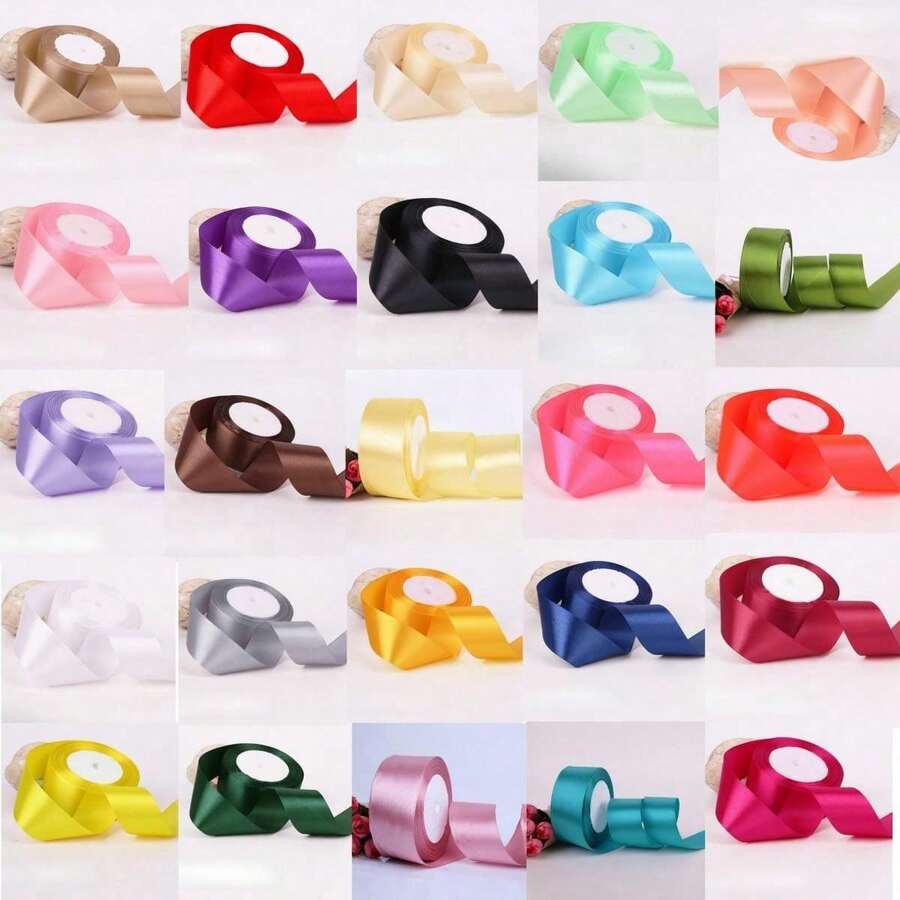 25 Yards (Approx. 23m) 0.6-4cm Forest Green Satin Ribbon, Single-Sided Polyester Craft Ribbon, Suitable For Handmade Roses, Gift Wrapping, Bouquets, Weddings, Christmas Party Decorations - Size 25 - View 1