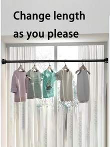 Adjustable Tension Rod - Stainless Steel Material, Plastic End Caps, Easy Installation, No Drilling Required, Suitable For Shower Curtains, Window Curtains, Door Curtains, Clothing Storage And Balcony Drying - Available In Silver, Black, White - Multicolor - View 4