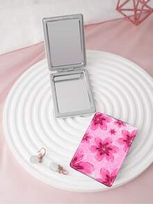 1PC Y2K Series Portable Vanity Mirror, Foldable Lightweight Ultra-Thin Convenient Hand Mirror, PU Leather, Suitable For Multiple Scenarios And All People, Rectangular Pocket Mirror With Cartoon Flower, Star, Heart Pattern Design, Exquisite And Delicate, Easy To Carry, Handheld Makeup Mirror, 180° Flip Cover Multi-Function Mini Mirror - Multicolor - View 2