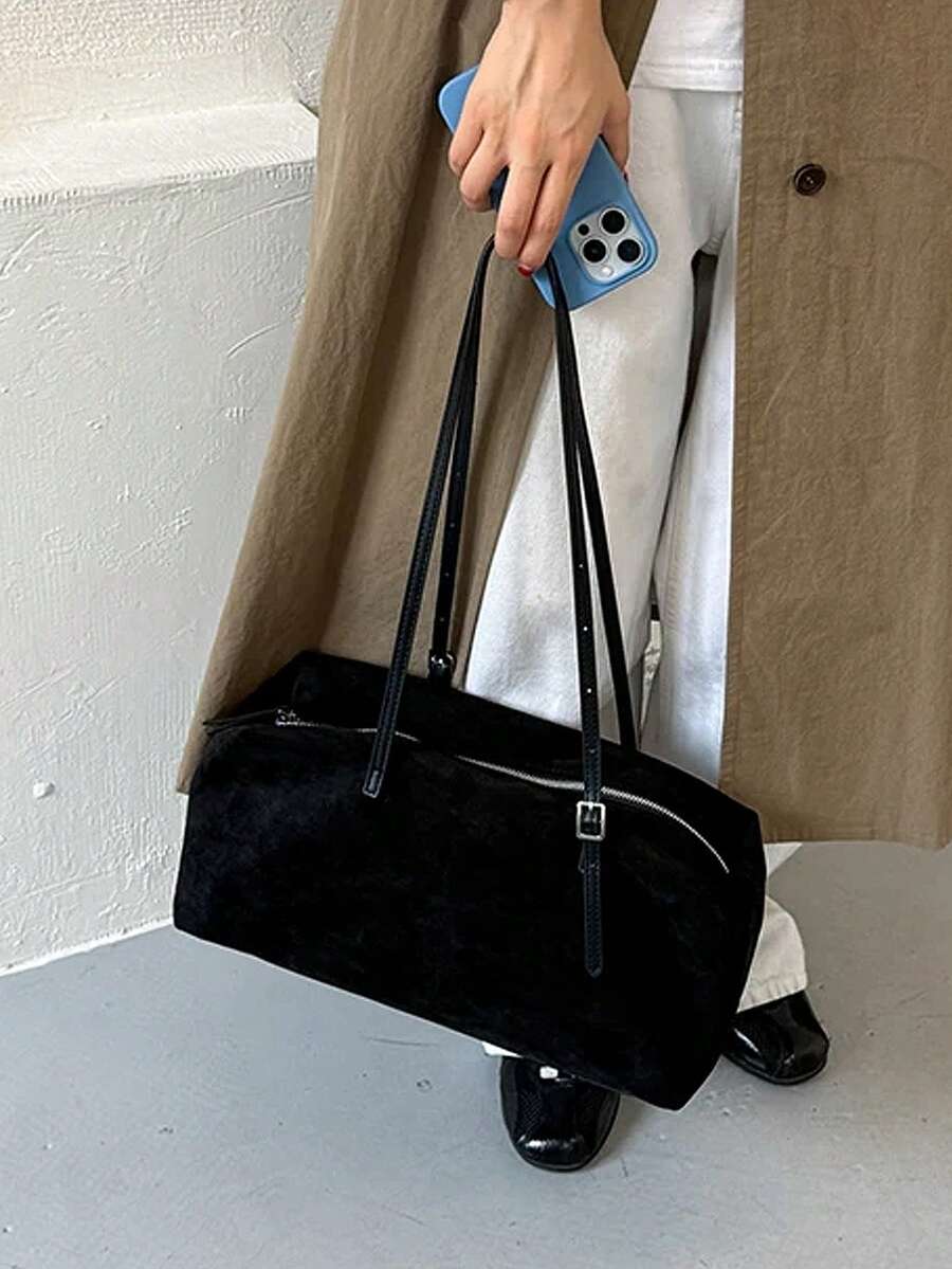 超級火紅尼龍托特包女款 2026新款輕量大容量通勤包 手提包 肩背包腋下包 無吊飾 - 黑色 - 查看 1