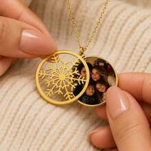 Personalized Photo Locket Necklace, Custom Snowflake Necklace, Christmas Keepsake Gift - Multicolor - View 9