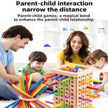 Fun Balance Tower Stick Pulling Tabletop Game, Parent-Child Interactive Battle, Tests Focus And Judgment Skills. Roll Dice To Draw Colored Sticks, Be Careful Not To Let The Ball Drop. Complete Accessories, Simple Yet Brain-Burning Gameplay, Fun Desktop Game For Family Gatherings And Parties - Multicolor - View 3