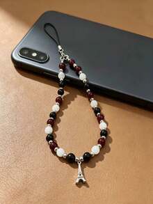 1pc Beaded Eiffel Tower Phone Lanyard, Exquisite Texture Wrist Chain, Bag & Car Charm Lanyard, CCD Camera Keychain Anti-Lost Rope, Stylish & Durable, Suitable For Daily Use, Can Be Used As A Gift For Friends & Besties - Multicolor - View 2