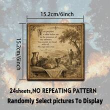 6x6 英吋剪貼簿紙墊 24 張復古詩篇 23 聖經經文裝飾卡紙，廢物手帳卡片製作用品，宗教信仰 DIY 手作 - 方形 - 查看 5