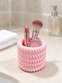 Ins Style Twisted Rope Braided Storage Tube, Rounded 3D Spiral Texture, Fresh Texture, Suitable For Makeup Brushes, Eyebrow Pencils, Unique Design, Exquisite Storage Item For Bathroom Vanity - Multicolor - View 5