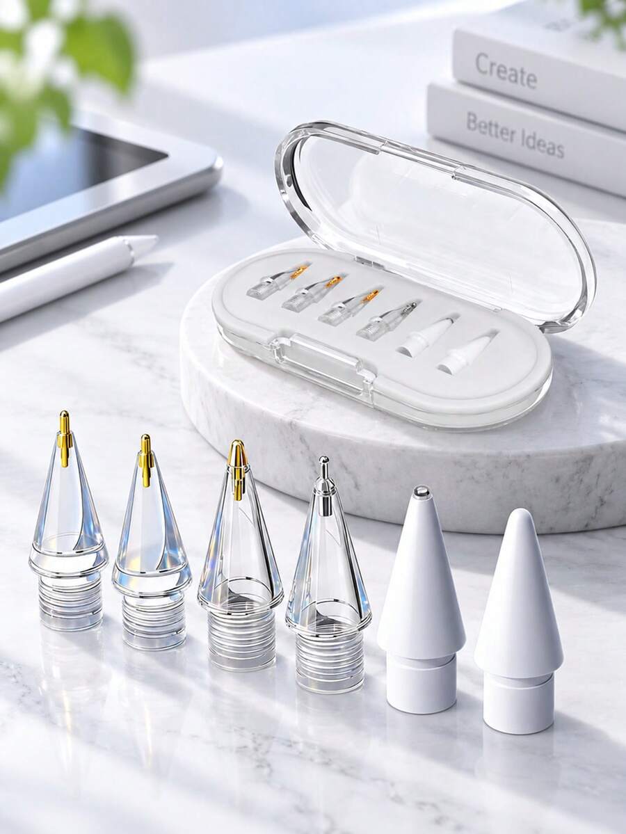 4/6/12pcs Apple Pencil Replacement Tips, Compatible With Apple Pencil 1st Gen, 2nd Gen/Pencil Pro, Fine Metal Tips/Apple Pencil USB-C Wear-Resistant Precise Control Tips Set, Gift Box, Suitable For Mothers, Family, Friends, Birthday Holiday Pen Accessories