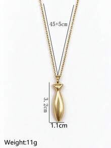 1pc Vintage Fish Pendant Necklace, Exquisite Silver-Tone Jewelry, 18k Gold Plated, Stainless Steel Material, Delicate O-Chain, Unisex Versatile Accessory, Suitable For Daily Commute, Travel, Also Can Be Given As Holiday Gift - View 7