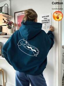 Autumn Winter Hot Dog Print Y2K - Cow Blue - View 3