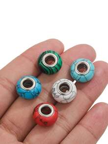 1-Piece 304 Stainless Steel Charming Large-Hole Natural Stone Bead Necklace And Bracelet DIY Jewelry Kit - beads - View 3