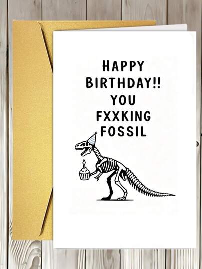 1pc Humorous Dinosaur-Themed Birthday Card Ideal For Friends Or Colleagues Who Appreciate A Good Laugh While Celebrating Significant Birthdays At Events Or Get-Togethers