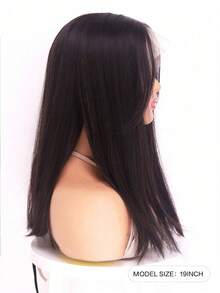 13x1 Lace Front Straight Synthetic Wig, 18 Inch Front Lace Straight Hair For Women, Black Brown Middle Part Heat Resistant Wig, Suitable For Daily And Party Wear - Multicolor - View 3