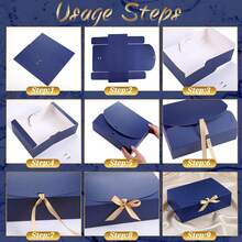1/10/20pcs Navy Blue Gift Boxes With Lids, Blue Kraft Paper Gift Boxes, Bridesmaid Proposal Boxes, With Ribbon, For Wedding, Packaging, Gifts, Birthday, Cupcake Boxes, Valentine's Day Gift Boxes - Dark Blue - View 6