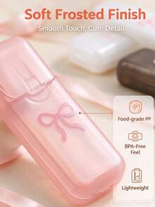 Cute Bow Pattern Portable Toothpick And Swab Storage Box - Dust-Proof Design With Lid, Easy To Access, Prevents Dust Contamination, Versatile For Storing Toothpicks, Swabs, Dental Sticks, Stud Earrings, Hair Ties And Various Small Items - Multicolor - View 4