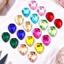 Assorted Shapes, 20pcs/Pack, Mixed Shapes, Flat Back Double Hole Exquisite Glass Rhinestones, Used For Sewing Wedding Dresses, Handbags And Shoes, Jewelry Making, Craft Accessories - Assorted Shapes 20pcs - View 14