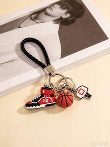 Creative 3D American Basketball Shoe Figurine Keychain, Sports Fan Realistic Basketball Car Keyring - A - View 1