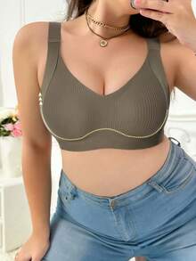 2pcs Plus Size Seamless Bra - Adjustable Straps, Wire-Free Support, Back Closure, Adjustable, Push-Up, Comfortable, Everyday Wear, Soft & Snug Fit, Flexible Shaping - Multicolor - View 5