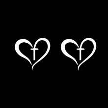 2Pcs Christian Heart And Cross Mini Stickers, Durable Vinyl Decals For Car Rearview Mirror, Religious Faith Auto Decor Stickers - CC - View 7