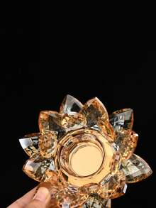 1pc Crystal Lotus Tea Light Candle Holder/Glass Tea Light Candle Holder Decor, Suitable For Christmas, Home, Wedding Party - Multicolor - View 11