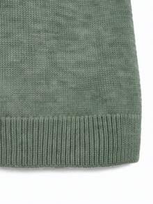 Women's Soft Wool Blend Knit Short Sleeve Top, Loose Fit, 15% Wool Content, Basic Round Neck Solid Color Half Sleeve Lightweight Knit Sweater, Quiet Luxury Minimalist Commuter Style, Suitable For Office And Business Wear - Olive Green - View 10