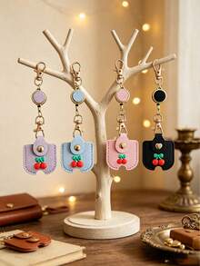 Portable Key Pouch Featuring Cherry Design, Unisex Anti-Loss Key Organizer;Compact, Space-Saving,For Conveniently Storing Household Key - Multicolor - View 5