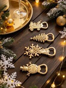 1pc Christmas Bottle Opener, Snowman, Christmas Tree, Snowflake And Gift Cart Pattern, Holiday Bar Tool, Unisex Christmas Stocking Stuffer Gift - View 8