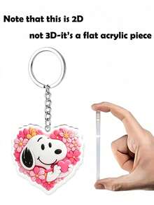 MASSDI Cartoon Heart Floral Acrylic Key Charm, Lightweight Portable Bag Accessory, Precision Die-Cut Wavy Outline Craft, Glossy Transparent Surface, Durable Metal Keyring, Soft Romantic Fashion Ornament - Keychain - View 7