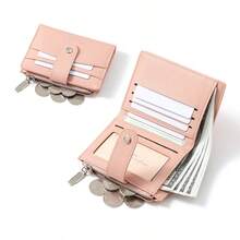 Women's PU Leather Wristlet Wallet, Fashionable Versatile Bifold Short Wallet, Snap Closure With Multiple Card Slots, Zipper Coin Pocket, Portable - Multicolor - View 4