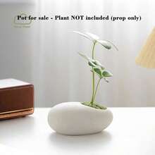 1pc Nordic Style Desktop Ceramic Flower Pot, Minimalist Textured Design. Suitable For Living Room (Placed Next To Sofa), Can Also Be Used As Ashtray, Also Suitable For Balcony Greenery Flower Pot, Seedling Pot, And Office. - Pebble Planter - View 3