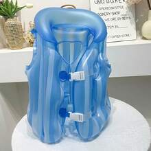 Rompi Renang Anak-Anak Tiup Motif Gradien Garis-Garis dengan Gesper Ganda Anti-Terbalik, Terbuat dari PVC Tebal, untuk Anak Laki-Laki dan Perempuan, Berat 15-55 Lbs - MultiWarna - View 11