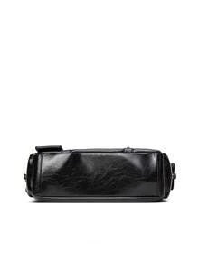Women Retro Hardware‑Decorated Top‑Handle Handbag, Detachable Crossbody Strap Casual Multi‑Pocket Shoulder Bag - Multi-color - View 5