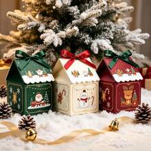 10pcs/Pack Christmas Party Gift Candy Cookie Baking Paper Boxes With Handles, Decorative Boxes For Christmas Room Decor - View 6