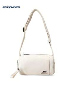 Skechers Casual Cylinder Shoulder Bag, Lightweight And Durable, Multi-Compartment Daily Crossbody Bag For Commuting, Size Approx. 25*15*5cm - Off White - View 1