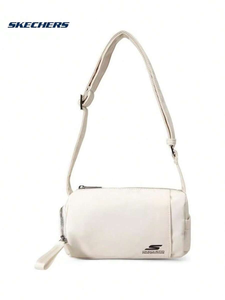 Skechers Casual Cylinder Shoulder Bag, Lightweight And Durable, Multi-Compartment Daily Crossbody Bag For Commuting, Size Approx. 25*15*5cm - Off White - View 1