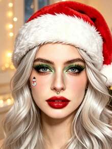 1pc Autumn/Winter Christmas Popular New Snowflake Snowman Reindeer Sticker Face Patch, Y2K Gothic Christmas Style, Suitable For Christmas Concerts, Electronic Music Festivals, Parties, Gatherings, Self-Adhesive - Multicolor - View 3